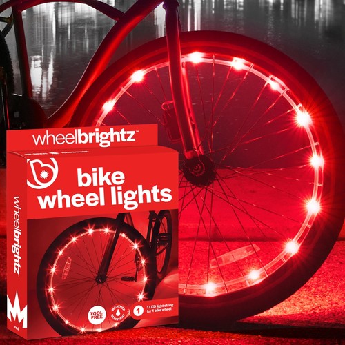 Brightz - Светодиодная подсветка колеса велосипеда WheelBrightz, защищенная от непогоды ночная светодиодная подсветка для велосипеда, Красный