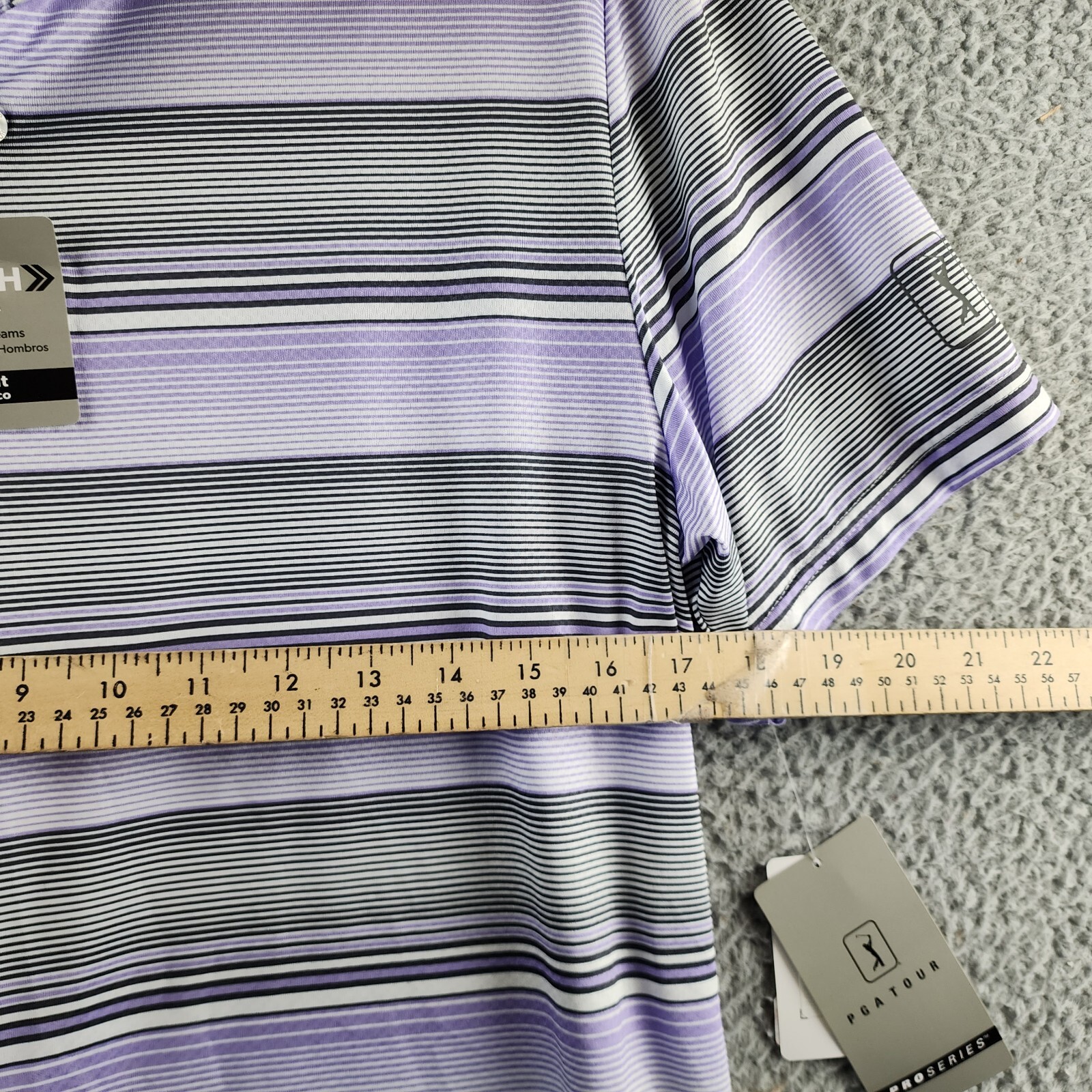 Pga Tour Linear Energy Textured Performance Golf Polo Shirt Men's S Iron Gate - Picture 5 of 16