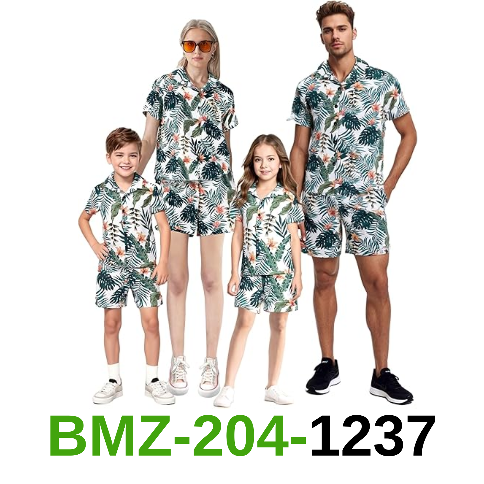 IFFEI Family Matching Outfits Hawaiian Plant Printed Shirt and Shorts,  Men XL
