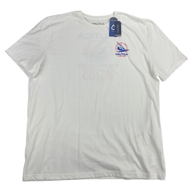 Nautica Mens Island Sport Windsurf Logo Graphic T-Shirt White 3XL
