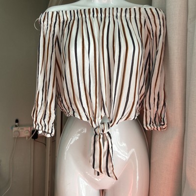 Pull N Bear Top Off Shoulder Tie Front