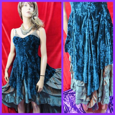 In Love by Carling Teal Blue Romantic Goth Steampunk Gown Dress  UK 10
