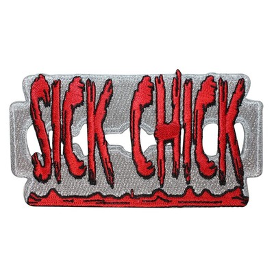 Sick Chick Bloody Razor Blade Embroidered Iron On Patch - Gothic Punk  035-X