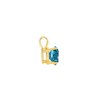 Pre-owned Shine Brite With A Diamond 1.25 Ct Round Cut Blue Solid 14k Yellow Gold Solitaire Pendant 18" Necklace