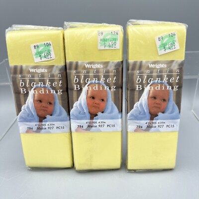 New Writghts Satin Blanket Binding 4.75 Yds 4.34m  Yellow 2  Set of 3