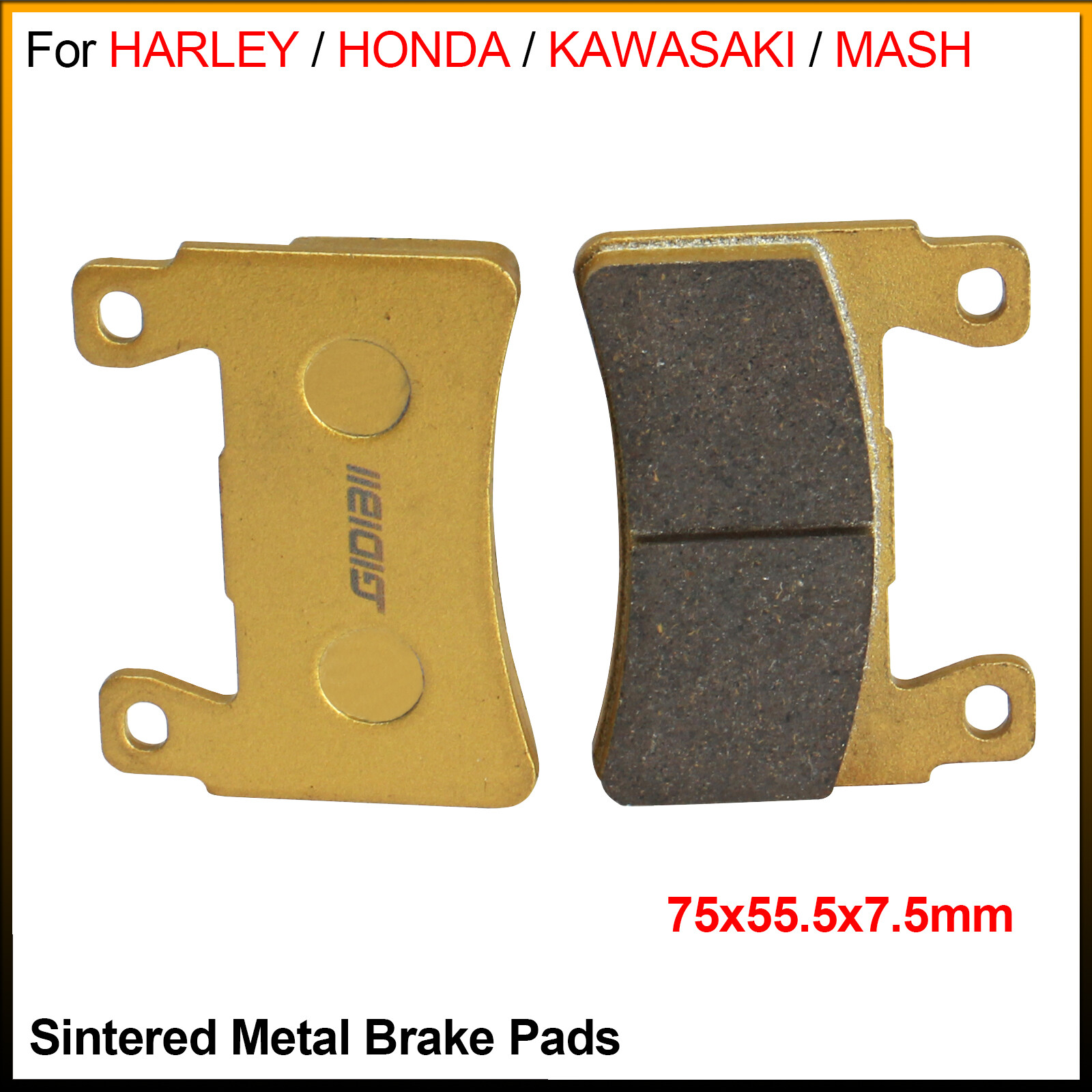 その他 mat 2x 75x55.5x7.5mm Sintered Metal Brake Pads For HARLEY