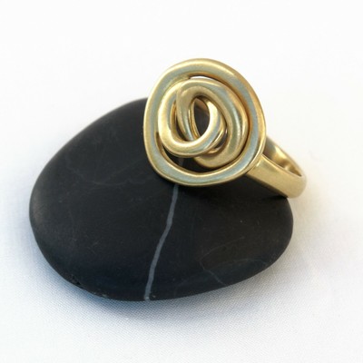 Pre-owned Handmade 18k Gold Ring, Gold Statement Ring, 3 Gold Link Ring, Cocktail Ring, Solid Gold