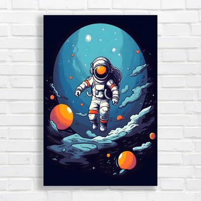Astronaut in Space Adventure Canvas Print Large Picture Wall Art