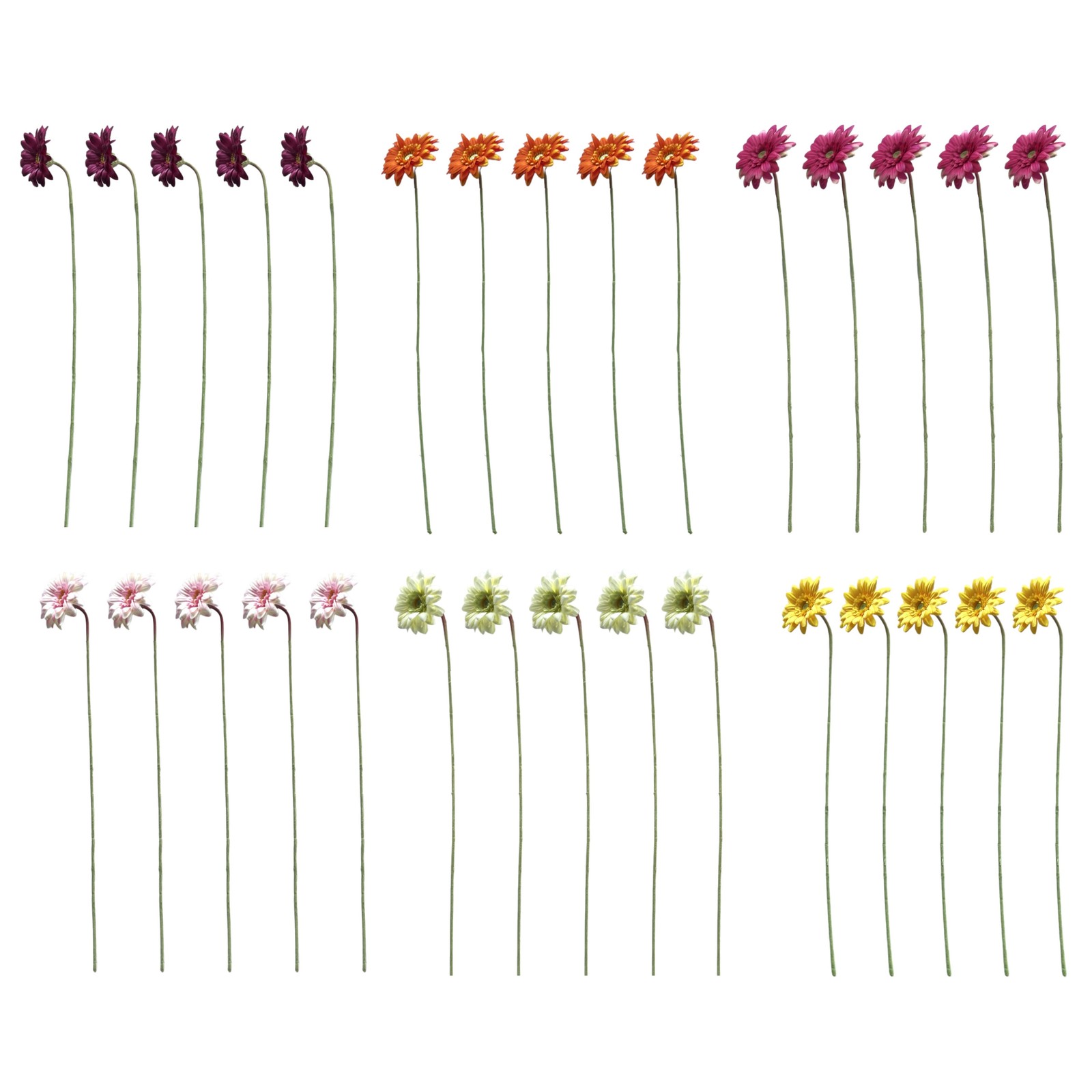 Künstlicher Gerbera-Strauß 47cm. Mit 30 Blumen, Blüten.  BUNT