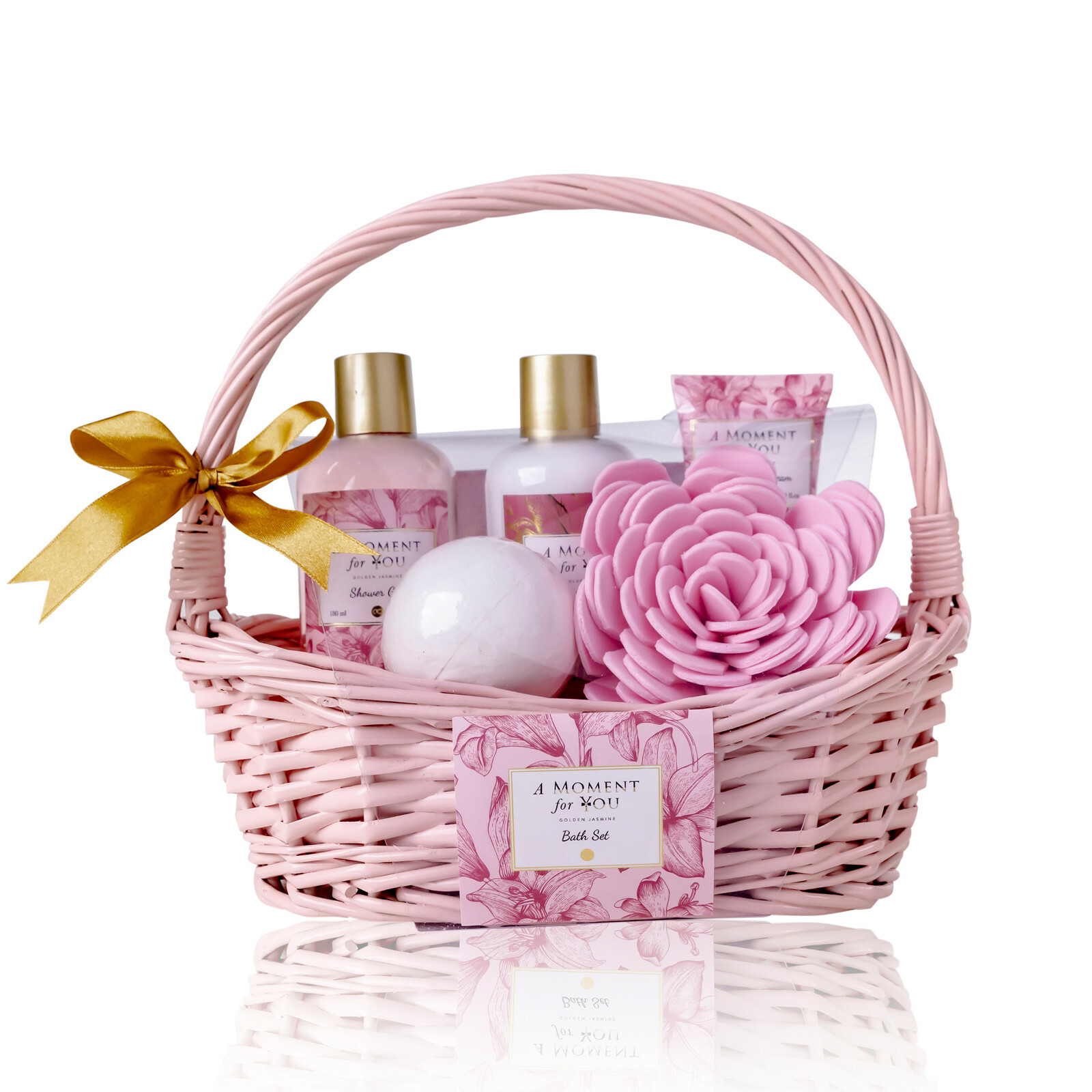 Accentra Geschenkset Beauty Pflege Badeset in Geschenkkorb pink Frauen Ostern