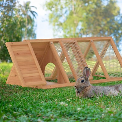 Rabbit Hutch Outdoor Chicken Coop Wooden Bunny Cage w/ Run for Small Animal