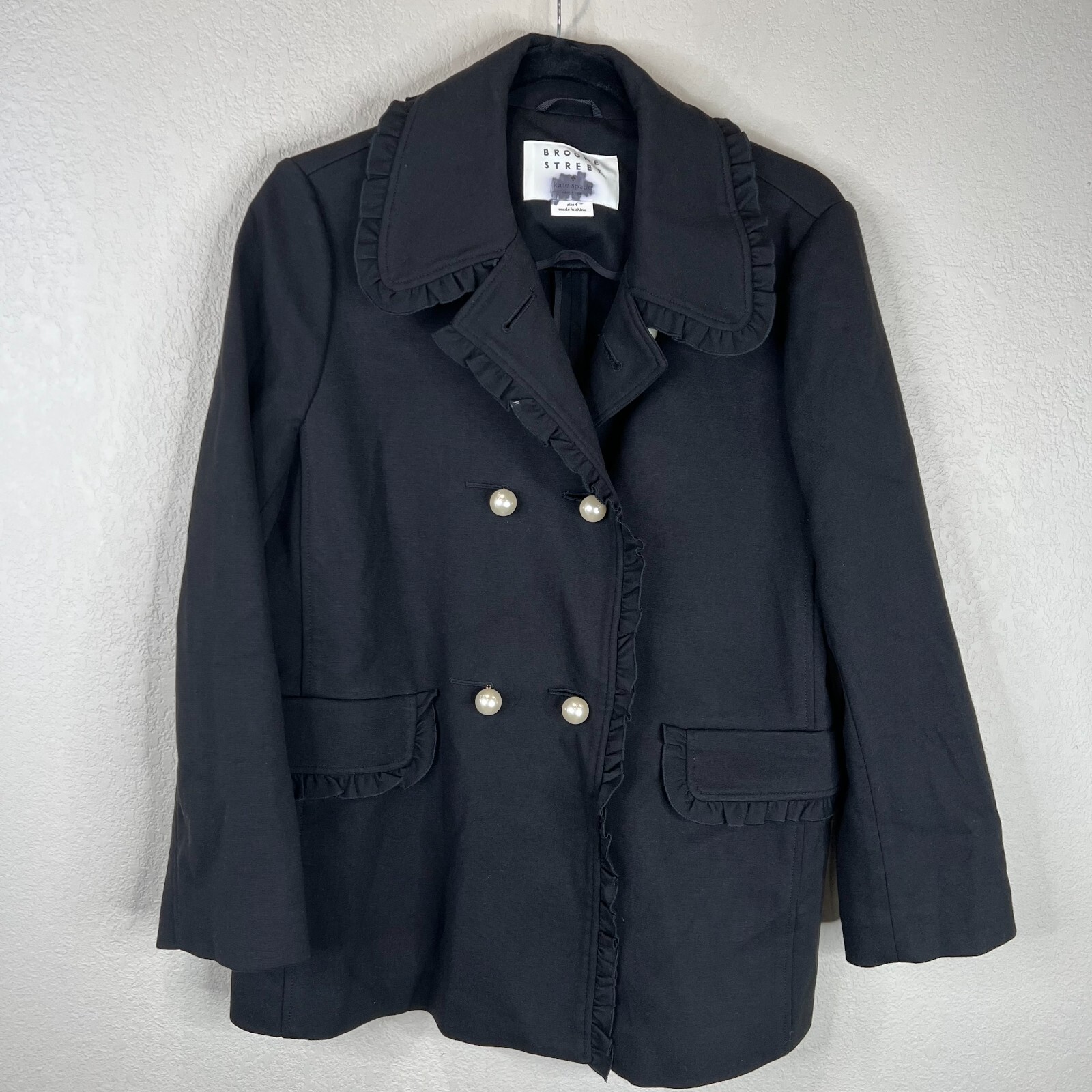 Kate Spade Broome Street Womens Coat Jacket Sz 4 Black