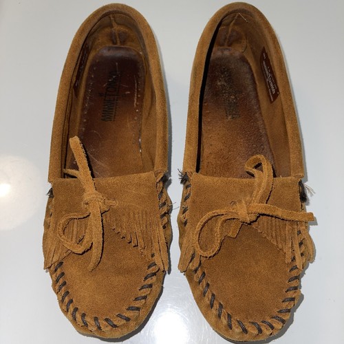 靴 Minnetonka KILTY HARDSOLE BROWN (402) Women's Minnetonka Kilty Hardsole Moccasin #402 | High