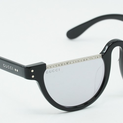Pre-owned Gucci Gg1368s 001 Black 49-17-145 Sunglasses Authentic In Silver Mirror