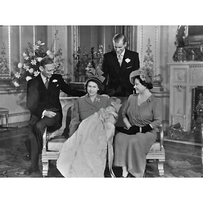 King Charles III Christening Queen Elizabeth King George VI Photo Huge Art 18X24
