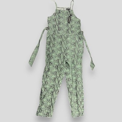 Blank NYCJumpsuit womens M Green Linen Snake Skin One Piece An...