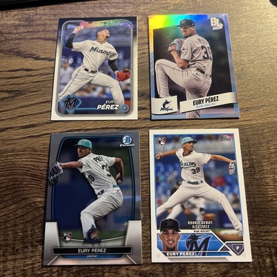 Eury Perez 2023 Topps Update/Bowman RC/2024 Series 1/Big League Miami 4-Card Lot