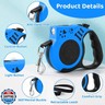COSOWO Retractable Dog Leash with USB Rechargeable Flashlight for Night Walks, 16FT Automatic Telescopic Tractor Dog Leash for Small and Medium Dogs, Water Blue