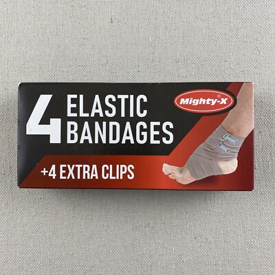 Mighty-X Premium Elastic Bandage Wrap - (Pack of 4) - Cotton Latex Free Compress