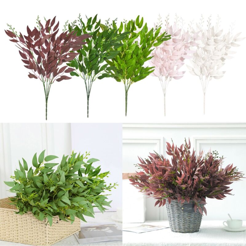 Artificial Flower Willow Leaves Bundle Simulation Green Plant For Home Decor