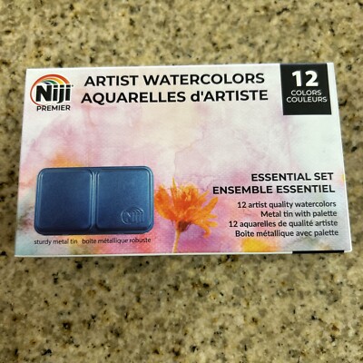 Niji Premier Artist Watercolors Essential Set, 12pc NEW SEALED FREE SHIPPING