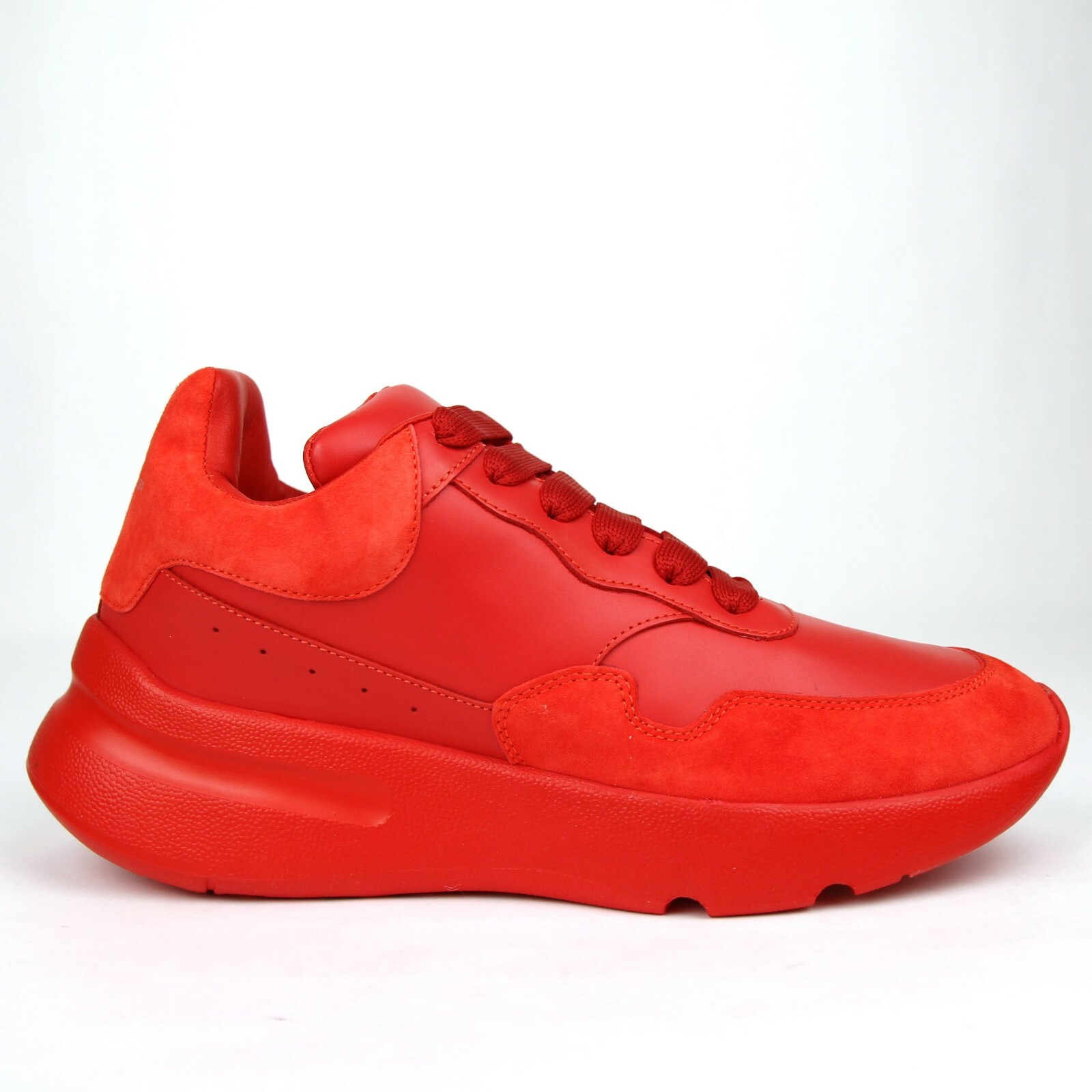 Pre-owned Alexander Mcqueen $590  Women's Red Leather/suede Runner Sneaker 508291 6409