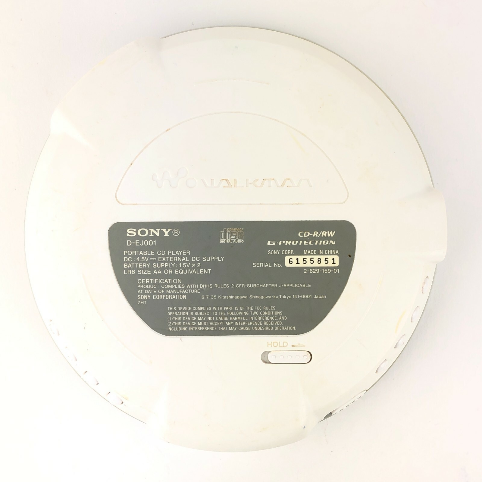 Sony CD Walkman D-EJ001 Portable CD Player Discman G-Protection CD-R/RW White