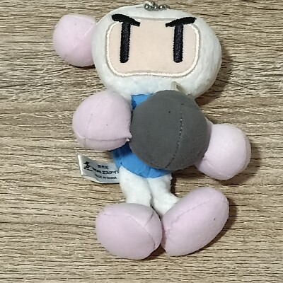 Bomberman White Shirobom Mascot Plush Toy Doll SK Japan Keychain 4''