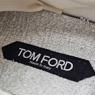 Pre-owned Tom Ford Jagga Leather-trimmed Suede And Mesh Sneakers In White Size 8