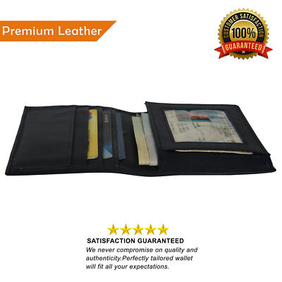 Leatherboss Genuine Leather Men Cowhide L shape Credit Card wallet, Black
