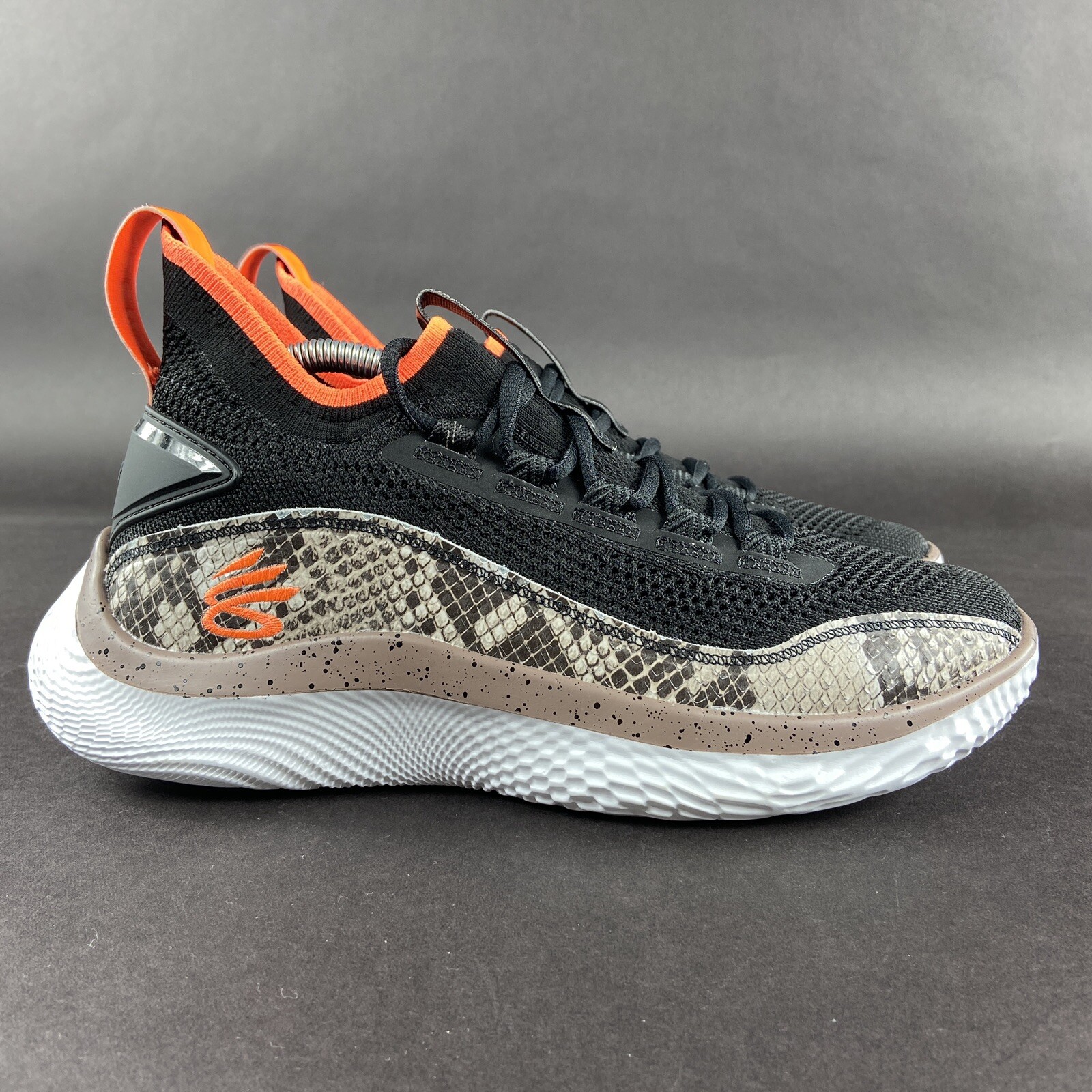 Under Armour Men's Curry 8 Flow Snake Black White Shoes Under Armour Men's Curry 8 Flow Snake Black White Shoes