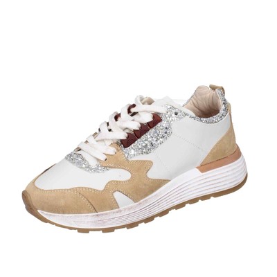 shoes women MOMA sneakers brown leather beige glitter 3AS401-CR1 BC65