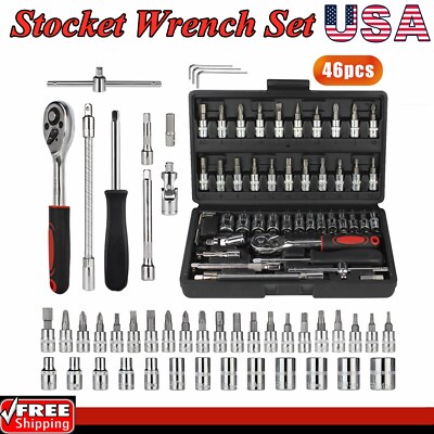 1/4'' Metric Socket Wrench Tool Set Torx Ratchet Driver Screwdriver Bit 46PCS USA