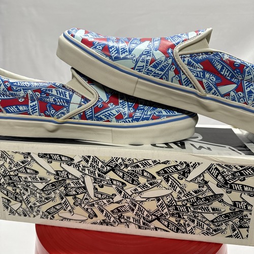 Pre-owned Vans Marc By Marc Jacobs X  Slip On Logo Skate Shoe Sneakers Sz 12 Us Blue Red