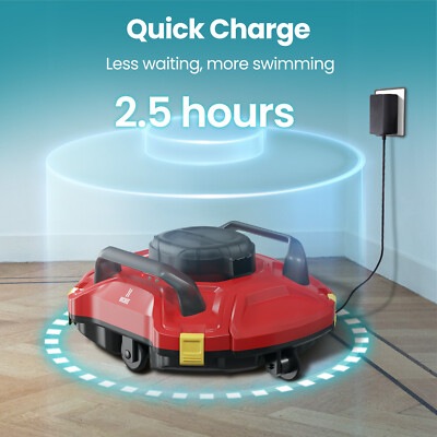 Swimming Pool Cleaner Robot Robotic Vacuum Automatic with Quick Charge Red