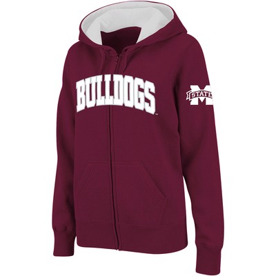 Women's Stadium Athletic Maroon Mississippi State Bulldogs Arched Name Full-Zip