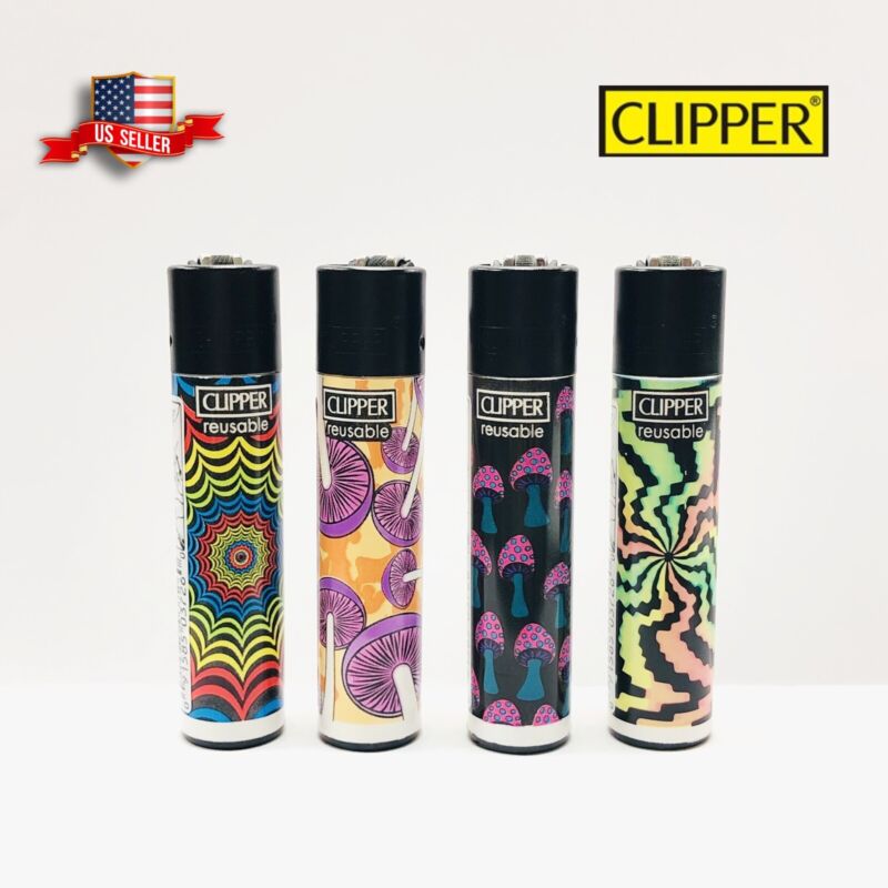 Clipper Classic Large Reusable Lighters Psychedelic Collection (Set of 4pcs)