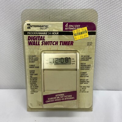 Intermatic Programmable 24 Hour Digital Wall Switch Timer 4 On/Off Settings NOS