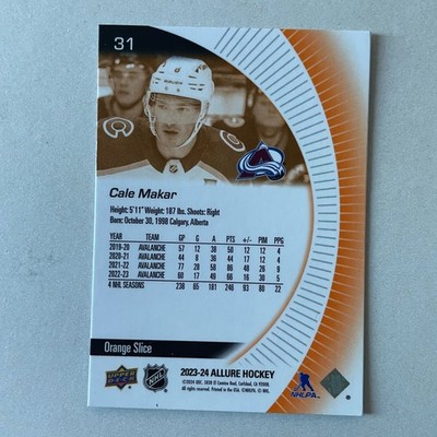 2023 Upper Deck Allure #31 Cale Makar Orange Slice