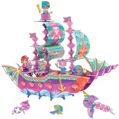 Marvelous Mermaid Ship | Build-Your-Own Magical Boat Play Set, Kids 3D Puzzle...