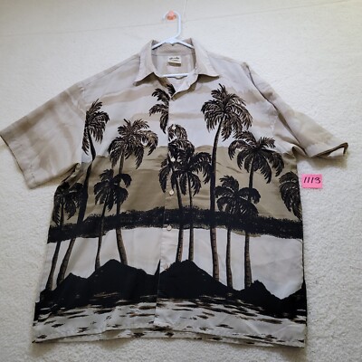 Men's Island Tropics Hawaiian Short Sleeve Palm Trees Size XL Pre-owned