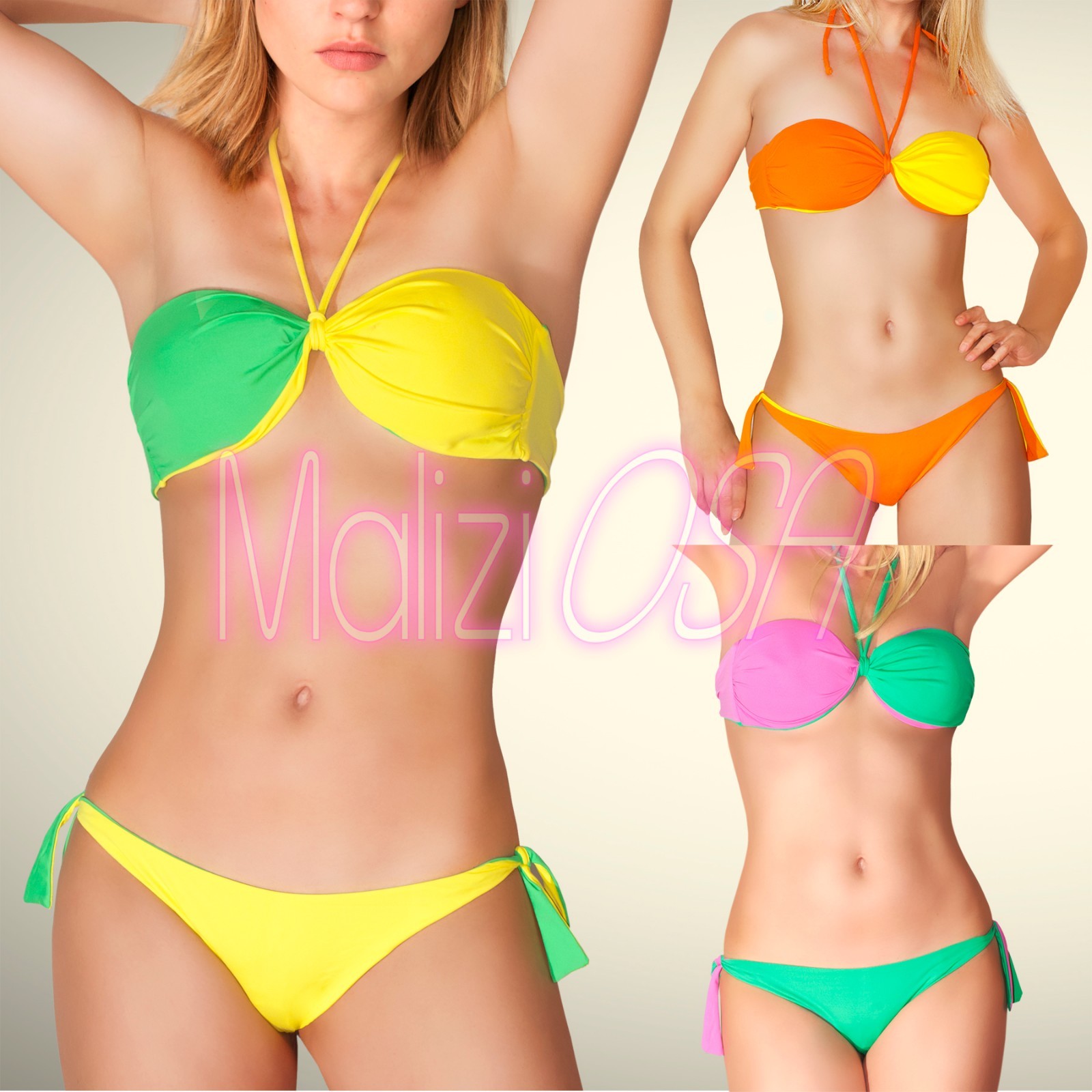 Bikini Donna Fascia Sexy Imbottito Double Face Costume Bagno Mare Moda due pezzi