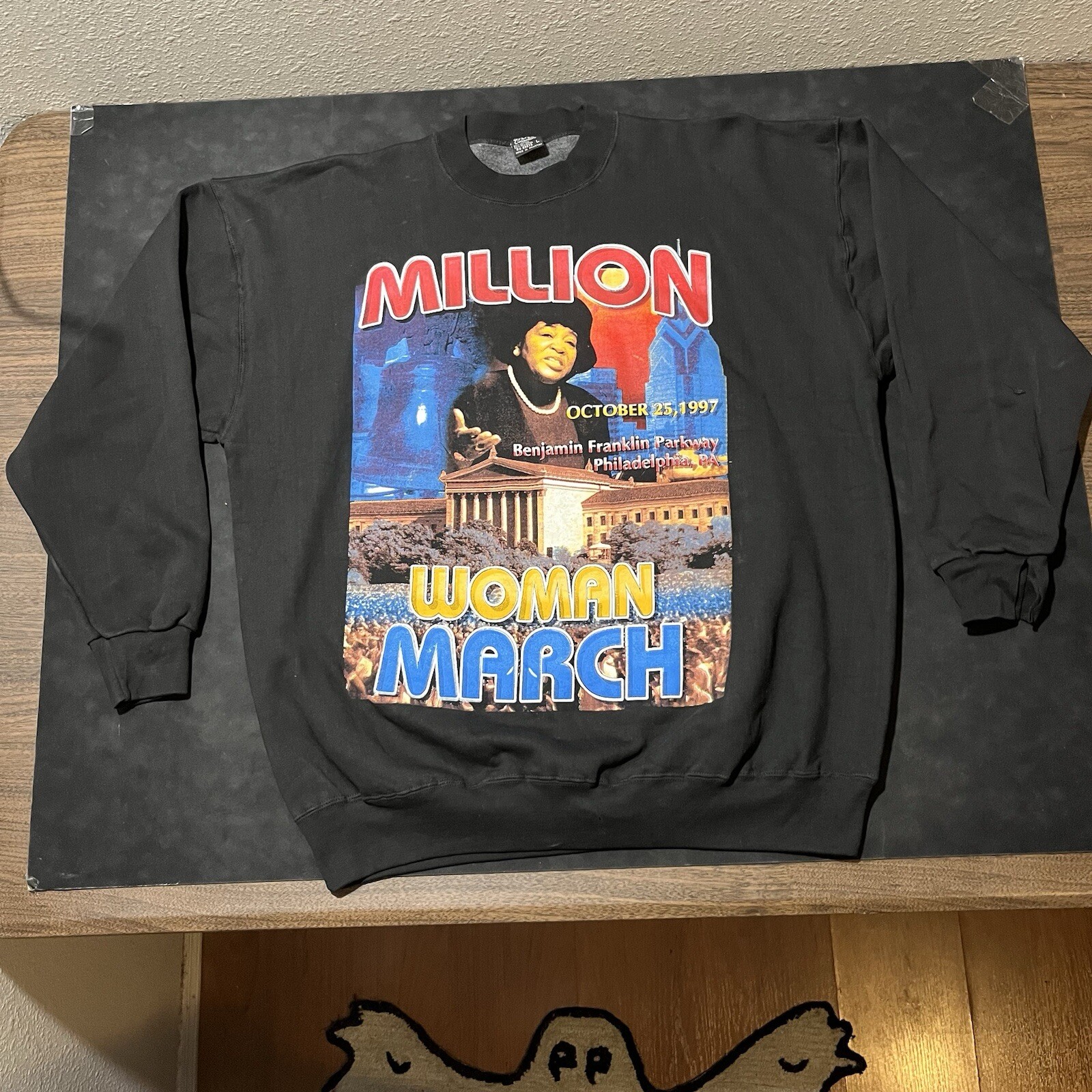 Vintage Million Woman March Sisterhood Rap Sweatshirt 90s Hip Hop Dry Rot Cuffs
