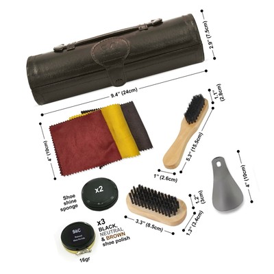 Stone & Clark 12PC Shoe Polish & Care Kit, Leather Shoe Shine Kit with Brown ...