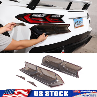 Fits 2020-2024 Corvette C8 Tail light Smoked Cover Blackout Len Overlay Molding