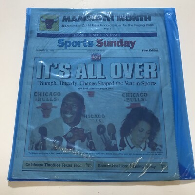 VINTAGE Chicago Sun Times Sports Sunday  Year In Review Jordan December 26, 1993