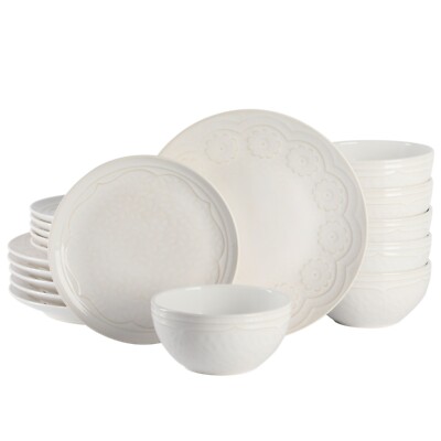 Gibson Elite Alemany 18-Piece Porcelain Dinnerware Set - Linen