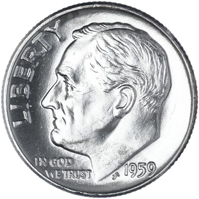 1959 (P) Roosevelt Dime 90% Silver BU US Coin See Pics N847