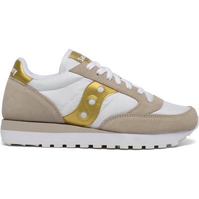 

Saucony Женский Джаз Оригинальный Белый | Спортивная замша Gold 6,5 M, White | gold