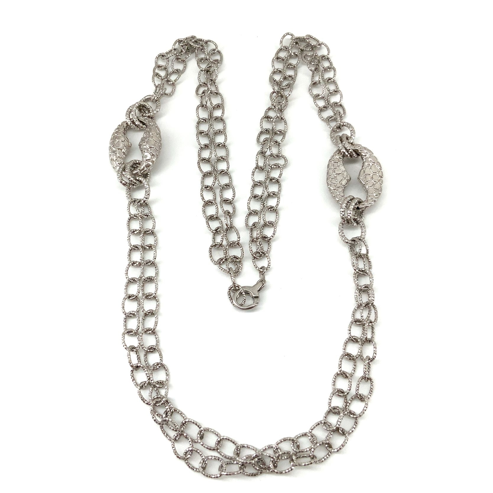 Vintage Sterling Signed 925 Rare Designer Multi Strand Statement Chain Necklace